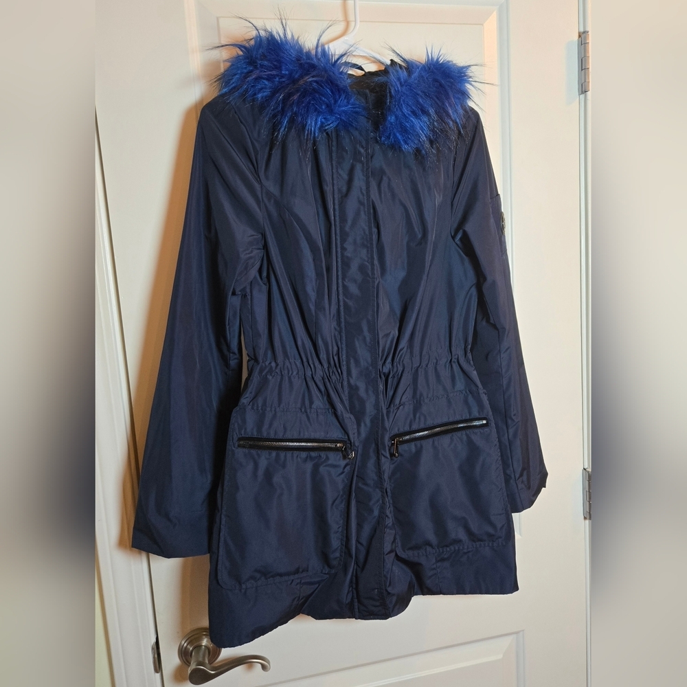 Women's Giani Bini Navy Blue Parka with Faux Fur Trim